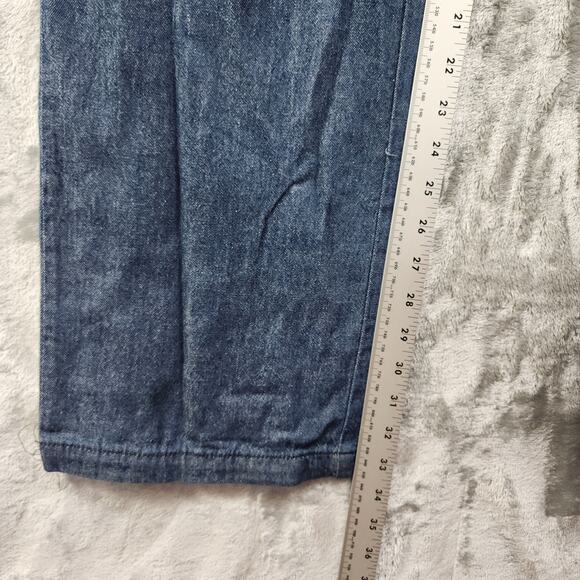 NEW Forever 21 Coverall Jumpsuit Womens M Blue Chambray Long Sleeve Tie Waist - Picture 13 of 15
